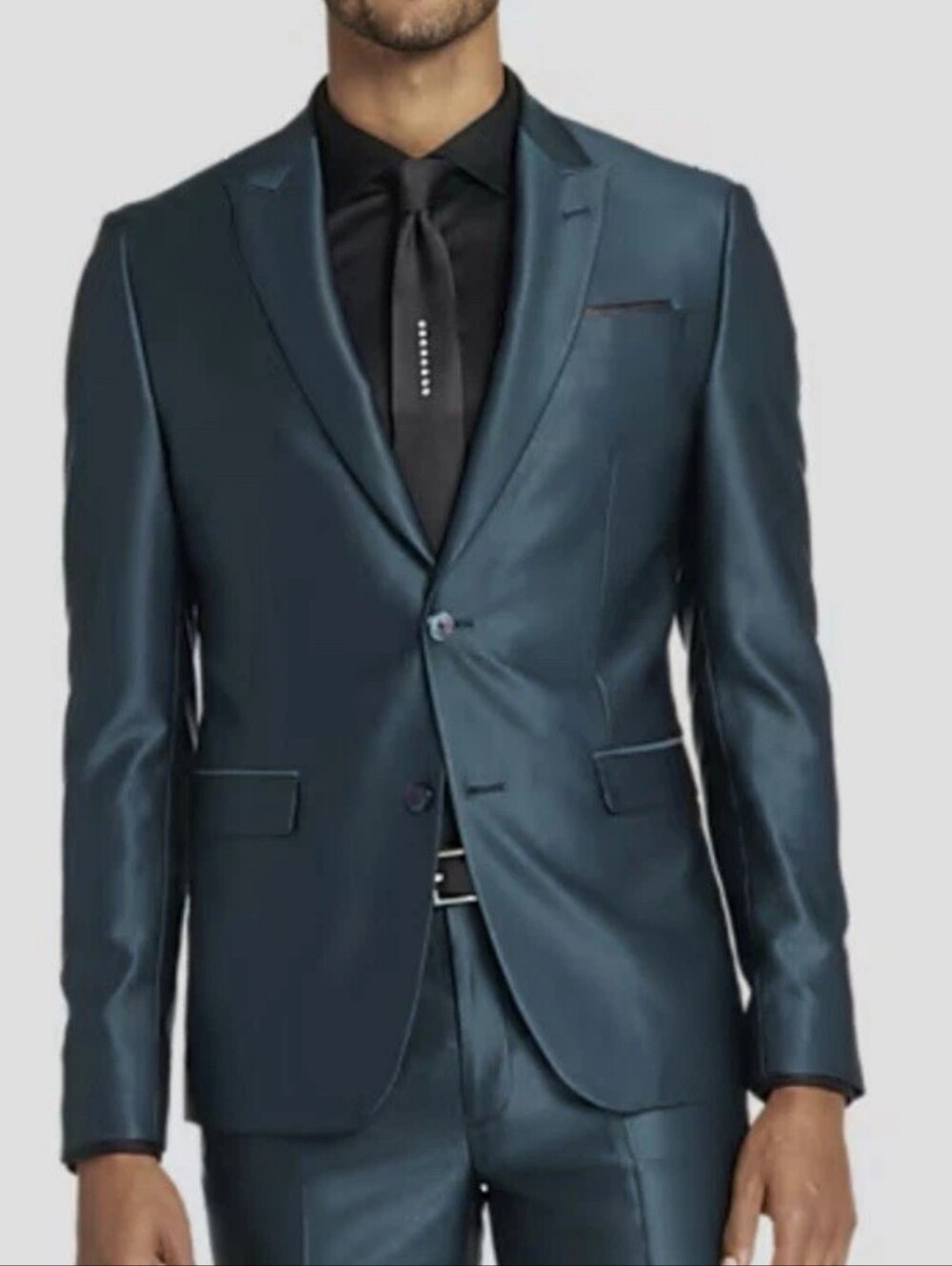 Men's Teal Satin Blazer- Modern Tailored Fit